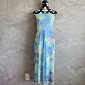 Ashley Stewart Tube Midi Dress Strapless Sleeveless Tye Dye Watercolor Sz 3X NWT